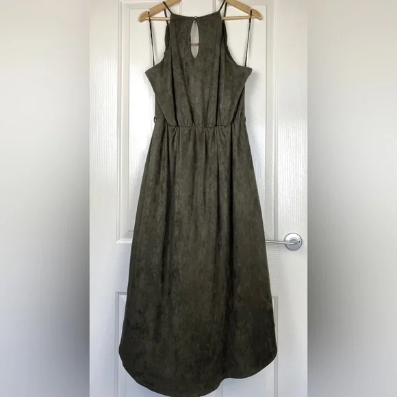 City Chic Thyme Suede Faux Wrap Dress Olive Green Khaki Plus Size S 16 -NWT New - Picture 5 of 11